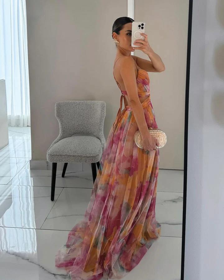 Ruby | Vestido maxi com estampado floral
