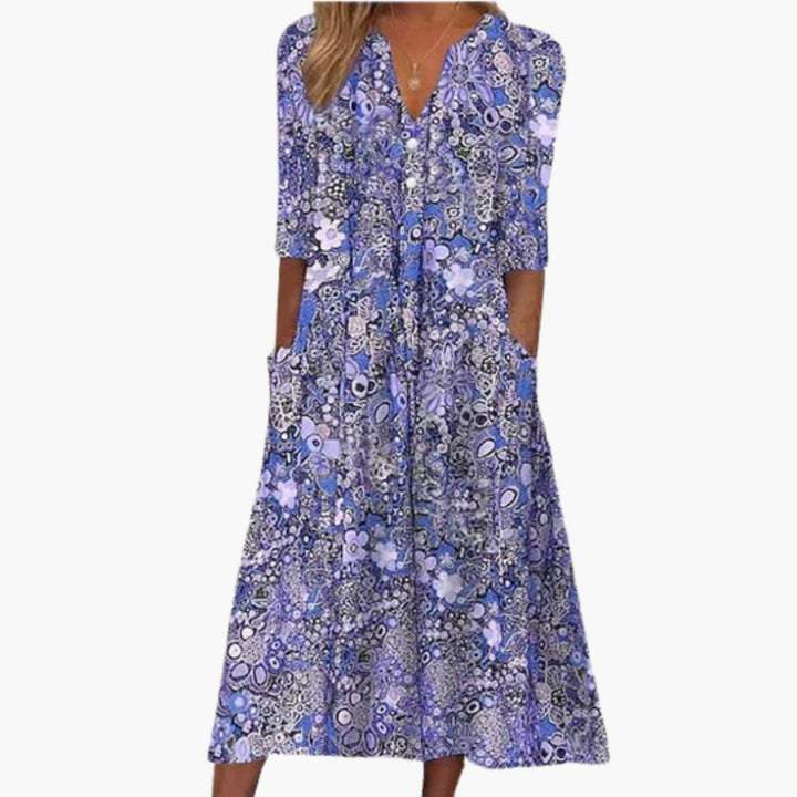 Megan | Midi-jurk voor dames met soepel vallende boho-pasvorm