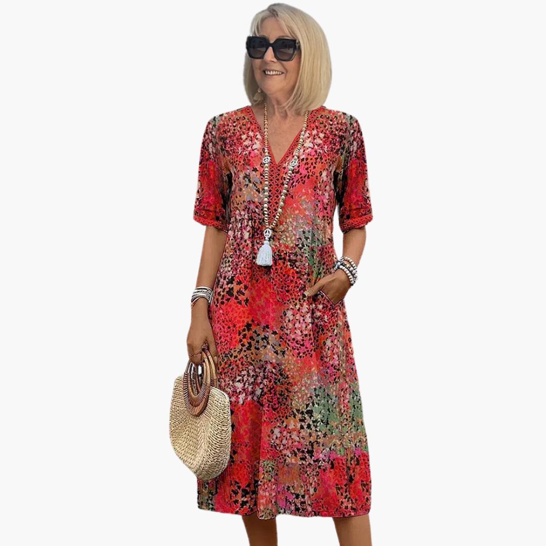Nicole | Women’s Midi Dress with V-Neck and Floral Print
