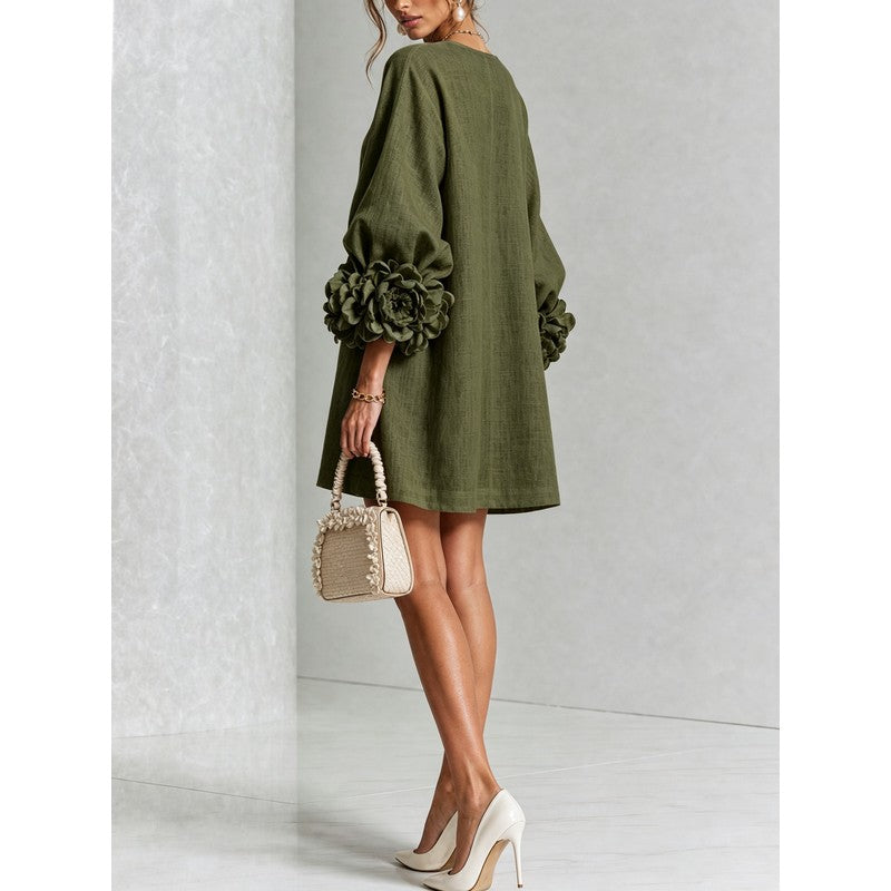 Anita | Floral Appliqué Cuffs and Button Front