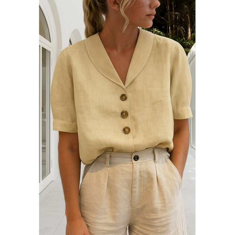 Sophia | Shawl Collar Button-Front Blouse