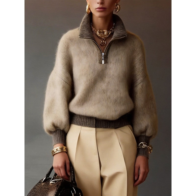 Olivia | Half-Zip Knit Sweater