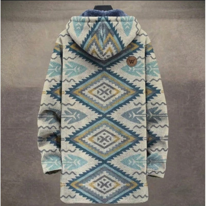 Paloma | Geometric Pattern Hooded Coat
