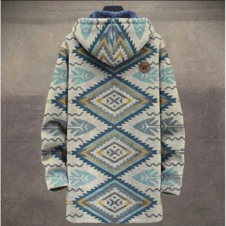 Paloma | Geometric Pattern Hooded Coat