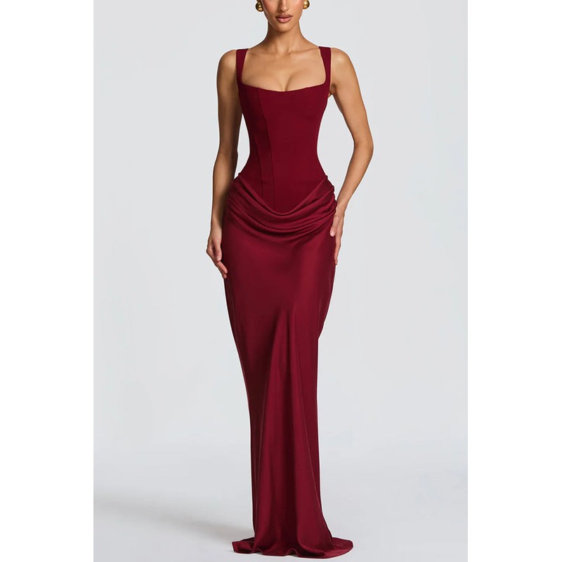 Leonor | Structured Square-Neck Maxi Dress