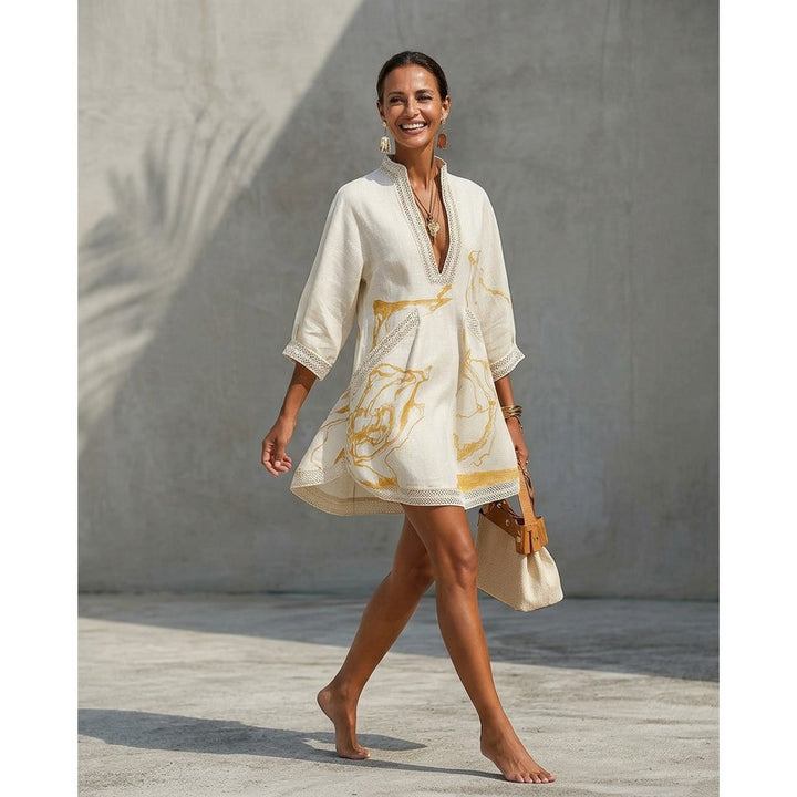Elodie | V-Neck -Trim Mini Dress