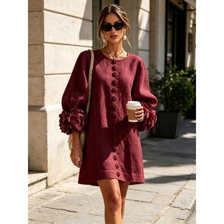 Anita | Floral Appliqué Cuffs and Button Front