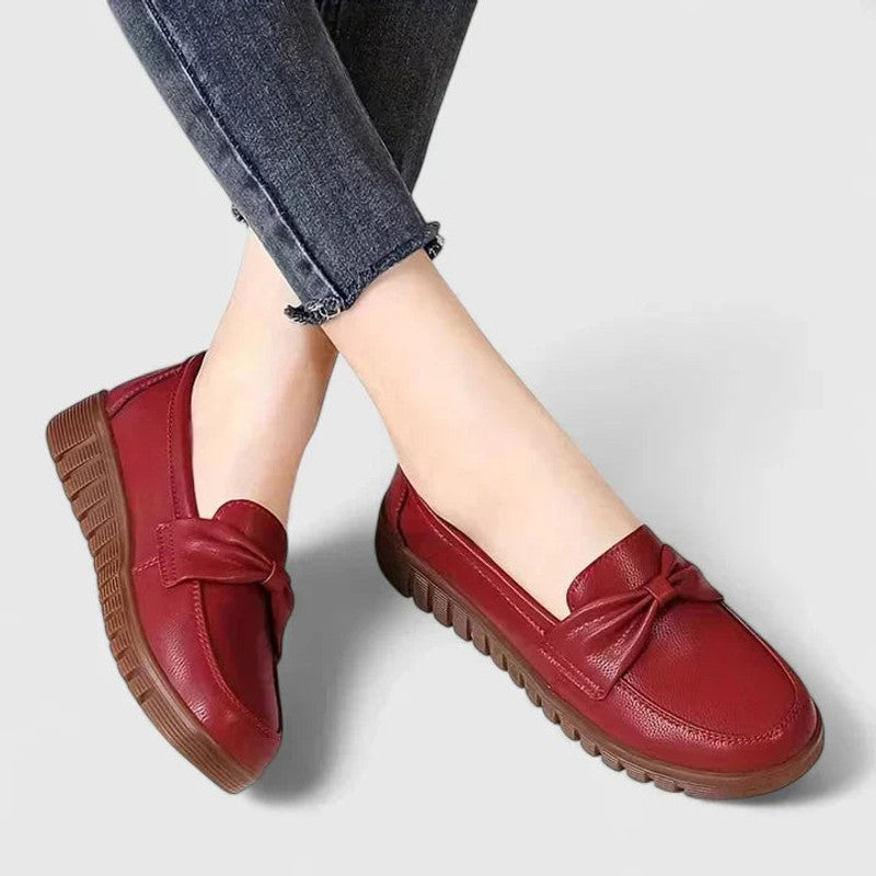 Women Mau | Round Toe Bow Loafers