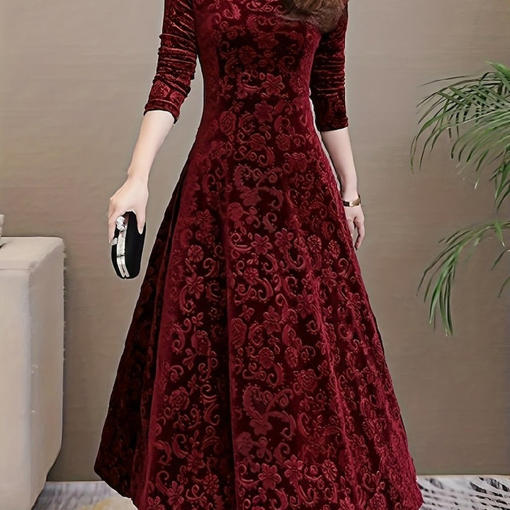 Adeline | Long-Sleeve Floral Midi Dress