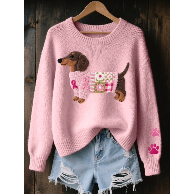 Amélie | Maglione oversize in maglia con bassotto