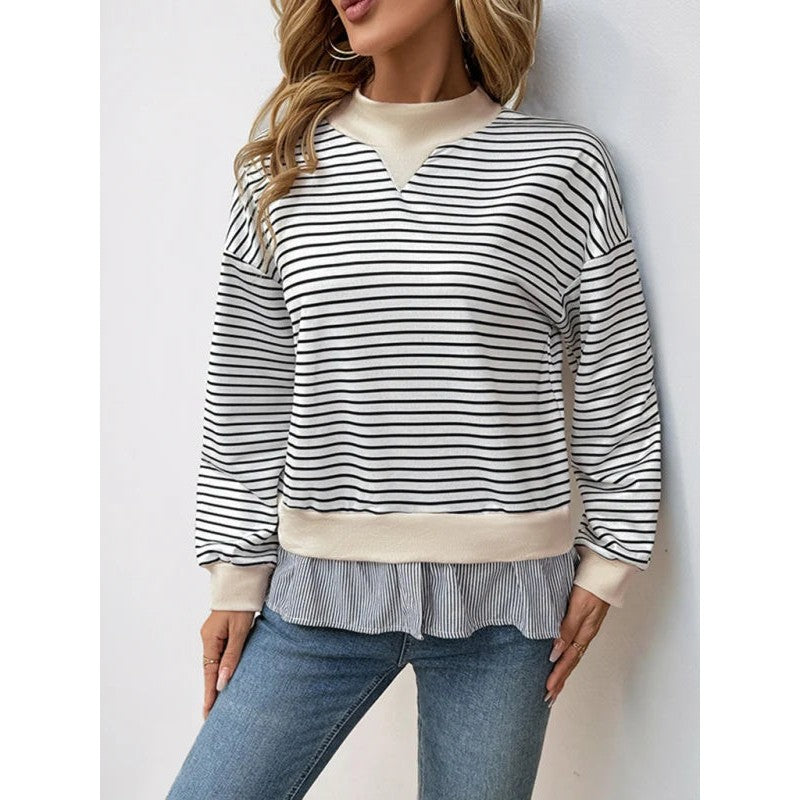 Eleanor | Striped Mock Neck Pullover