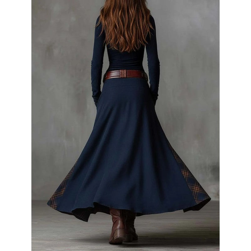 Elisa | Button-Front Patchwork Maxi Dress