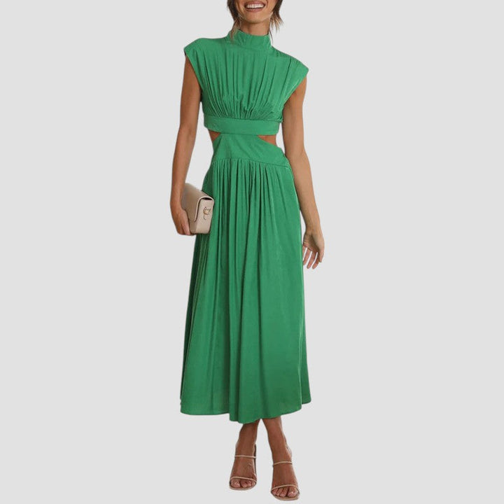 Wynn | Vestido midi plissado com recortes