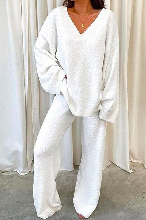 Emerson | Set aus Pullover mit V-Ausschnitt und Hose mit weitem Bein