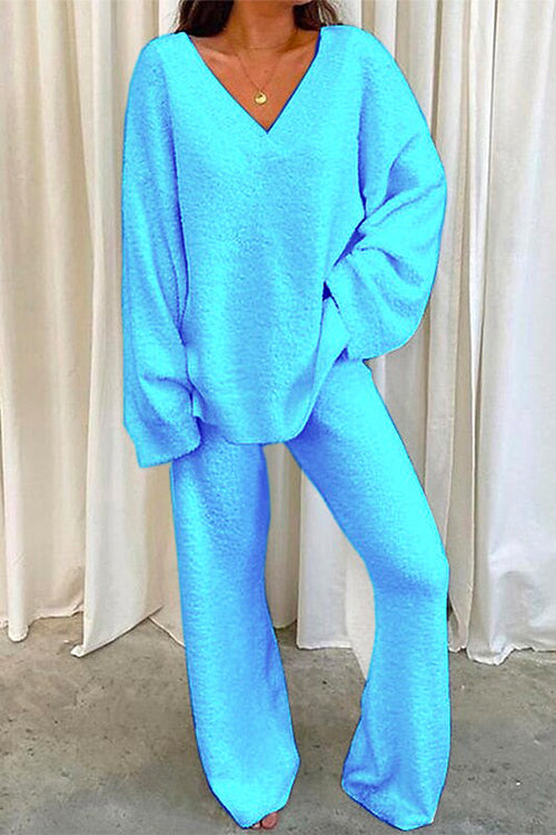 Emerson | Set aus Pullover mit V-Ausschnitt und Hose mit weitem Bein