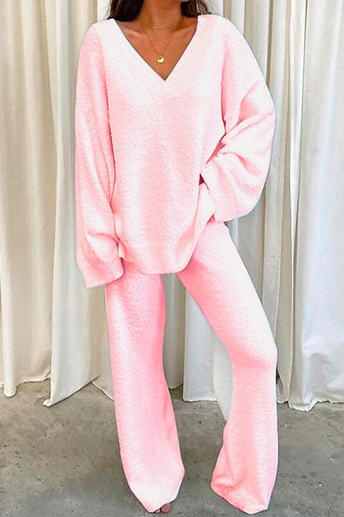 Emerson | Set aus Pullover mit V-Ausschnitt und Hose mit weitem Bein