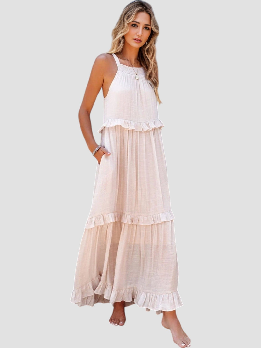Selah | Ruffled Halter Midi Dress