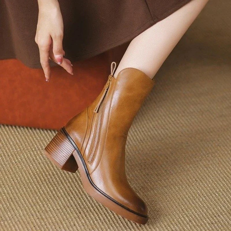 Sophia | Minimalist Block-Heel Ankle Boots