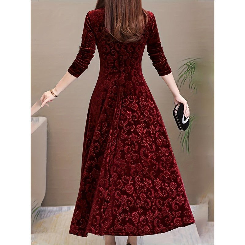 Adeline | Long-Sleeve Floral Midi Dress