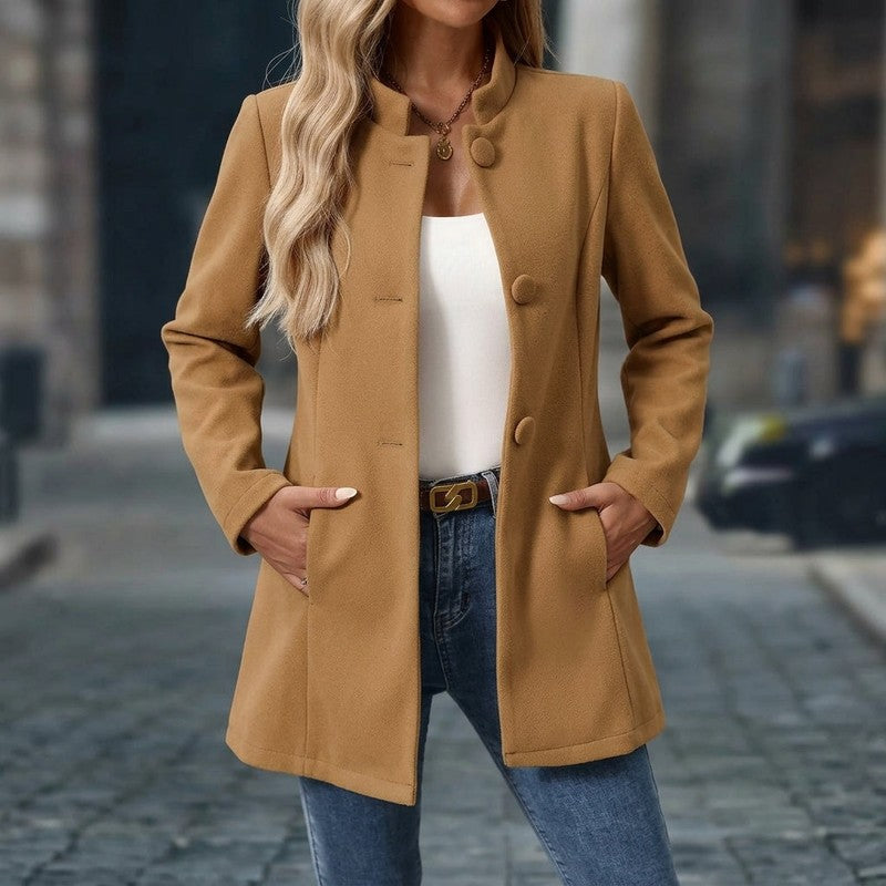 Evelyn | Long Collarless Coat