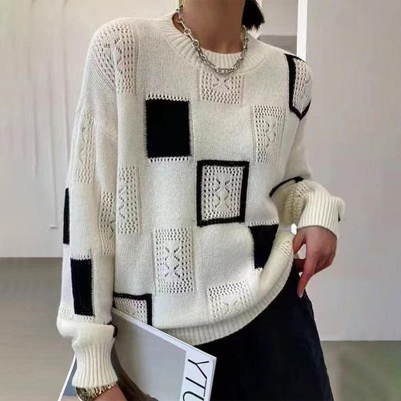 Zaydeanne | Maglione in maglia morbida effetto patchwork