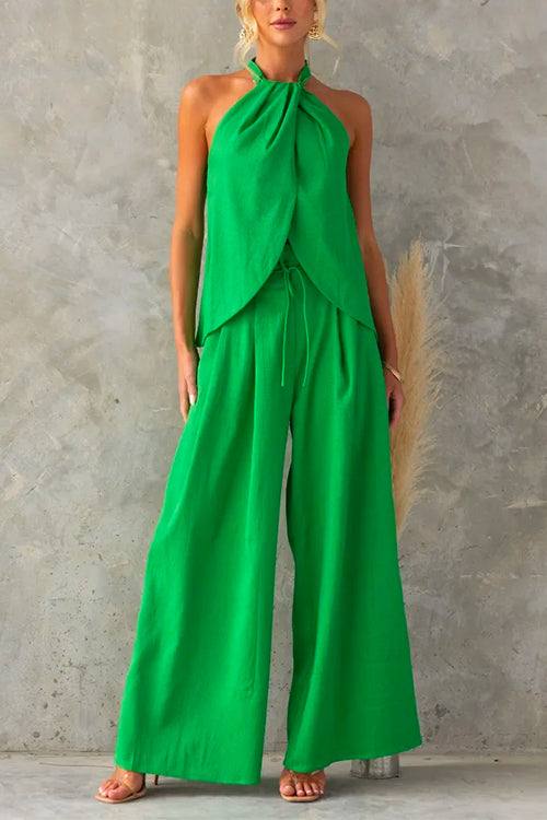 Blakely | Damen-Set aus Neckholder-Oberteil und Hose mit weitem Bein