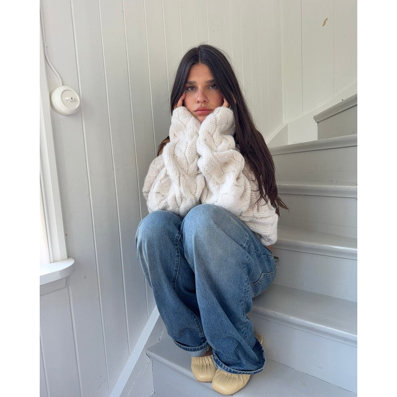 Evelyn | Vintage-Inspired Oversized Cable Knit Sweater