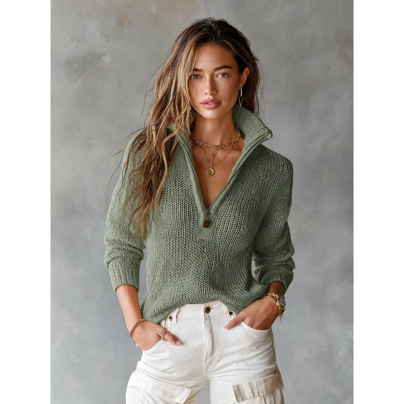 Women's Sweater | Monica Half-Zip Knit Top