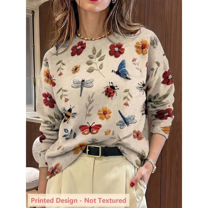 Elsie | Relaxed Fit Botanical Print Sweater
