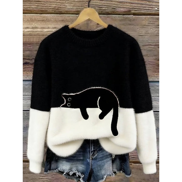 Clara | Oversize-Pullover mit Katzenmotiv