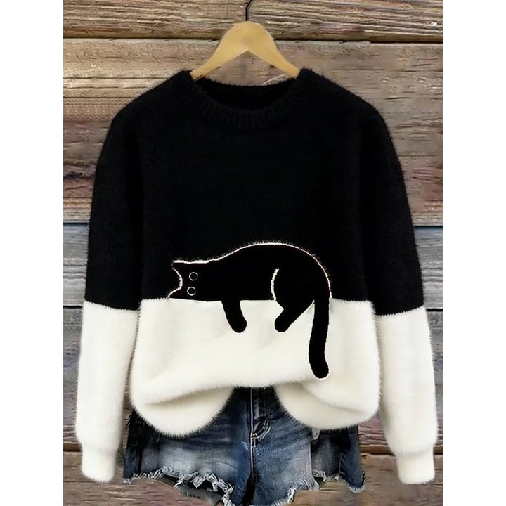 Luna | Oversized Cat Graphic Sweater