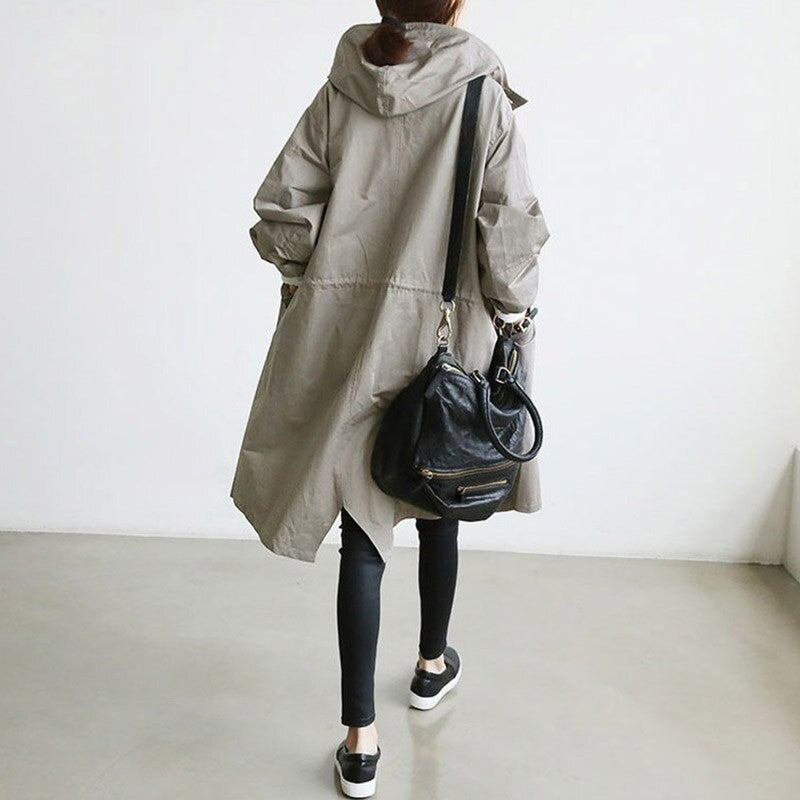 Women's Oversized Hooded Button-Front Coat