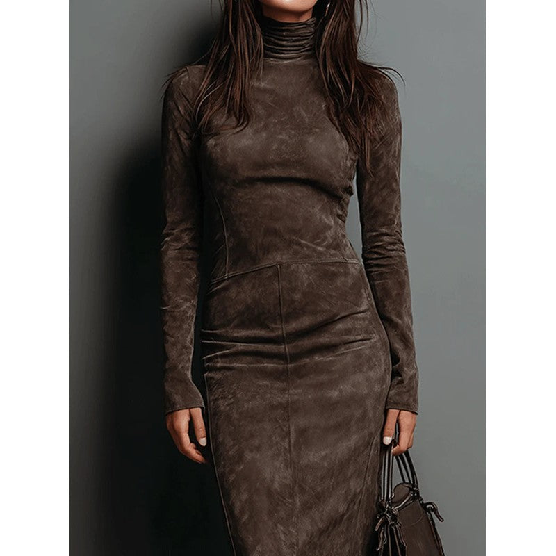 Lorena | High-Collar Bodycon Midi Dress
