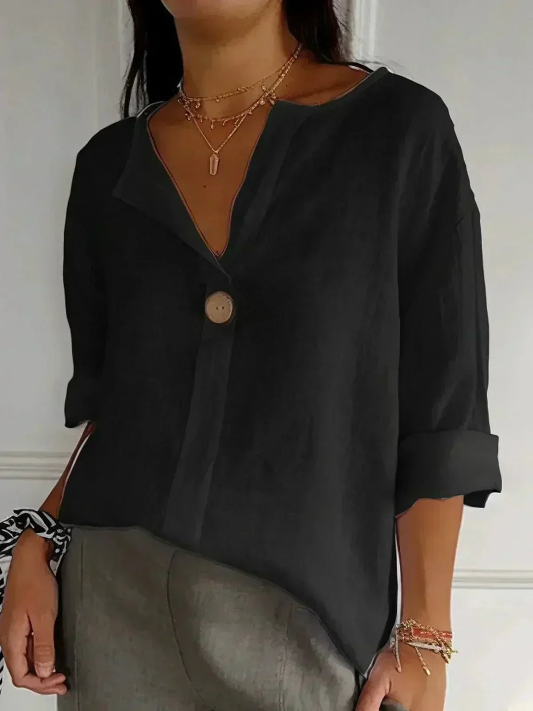 Eliana | Blouse en lin à col en V