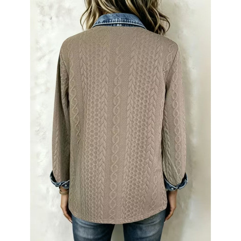Rowan | Camicia con pannelli intrecciati e bordi a contrasto