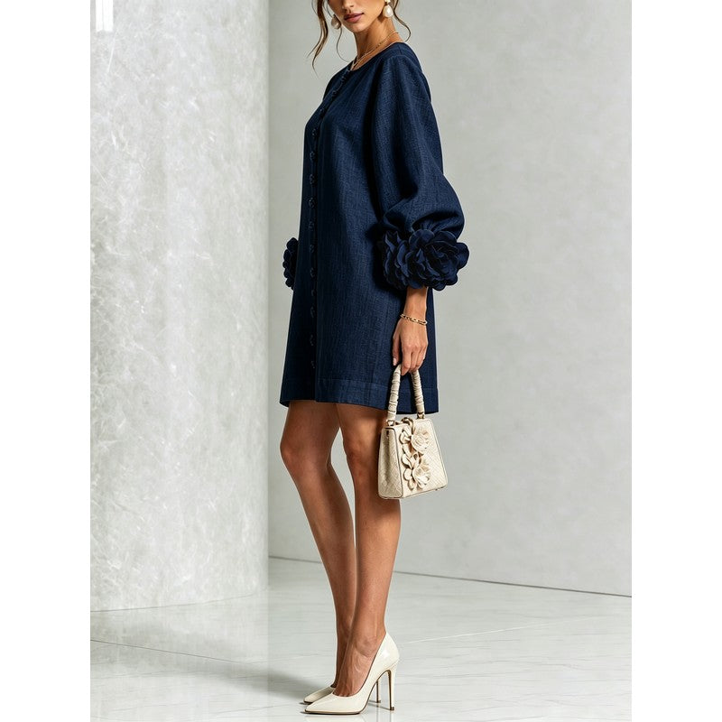 Anita | Floral Appliqué Cuffs and Button Front