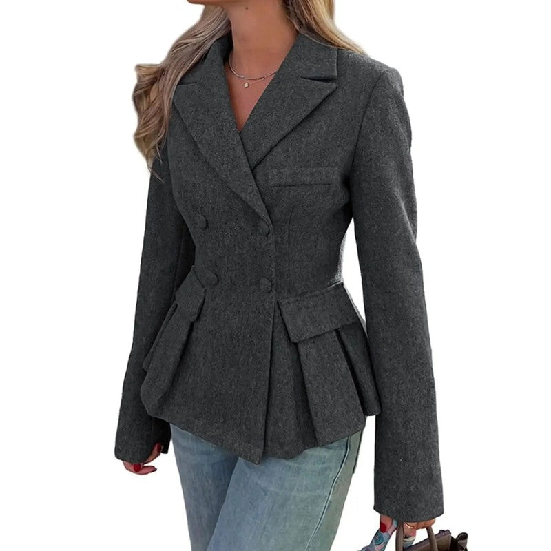 Women's Peplum Blazer | Tailored Dark Grey Jacket