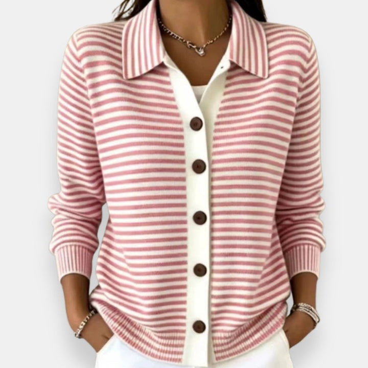 Greta | Striped Button Cardigan