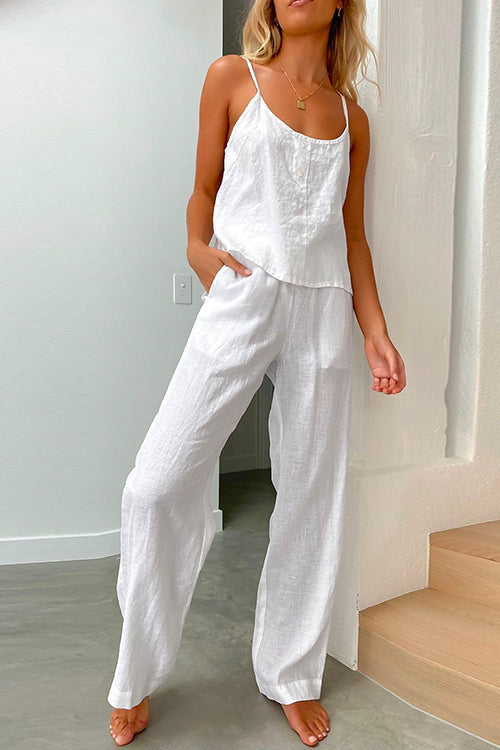 Sienna | Completo canotta e pantaloni con coulisse in lino