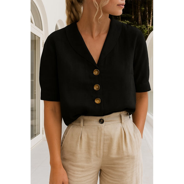 Sophia | Shawl Collar Button-Front Blouse