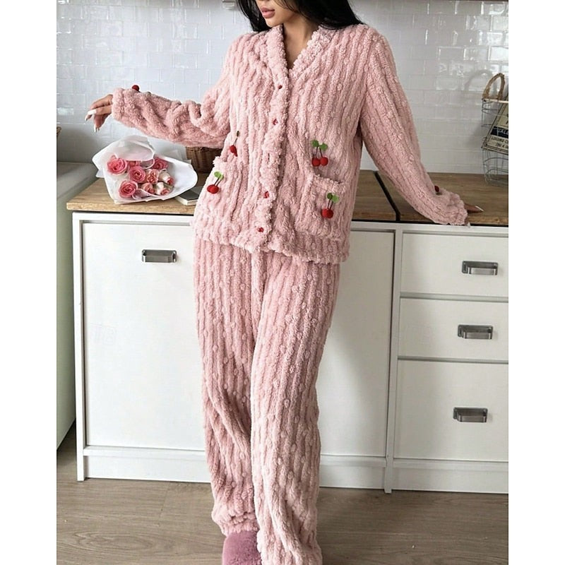Maribel | Two-Piece Lounge Set with Cherry Appliqués