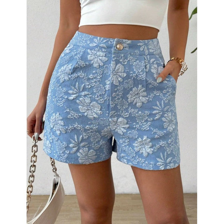Isabelle | Short taille haute en jacquard floral