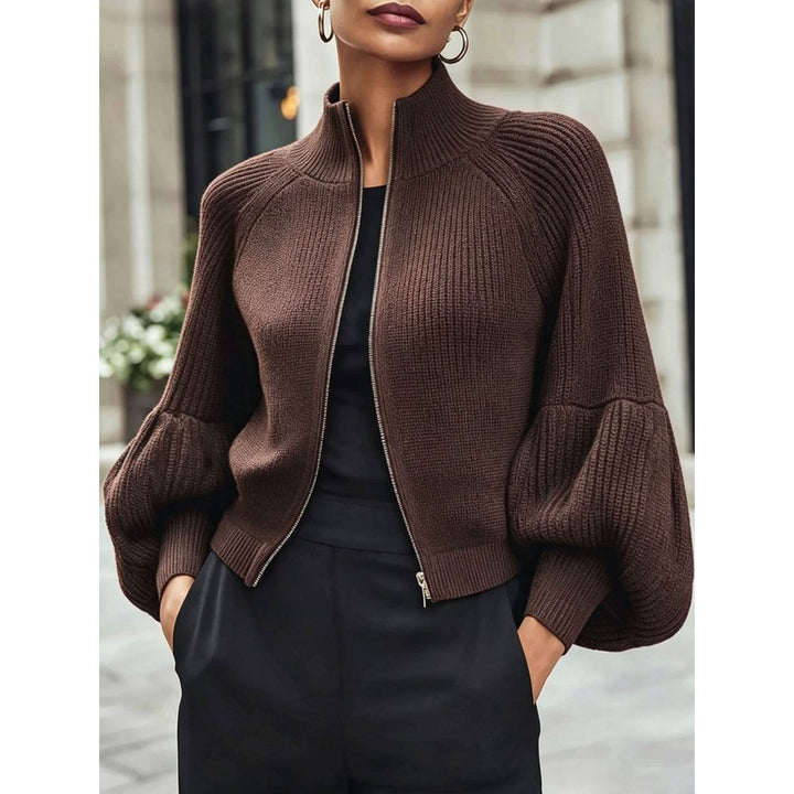 Gwyneth | Cropped Zip-Up Knit Cardigan