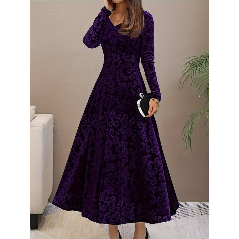 Adeline | Long-Sleeve Floral Midi Dress