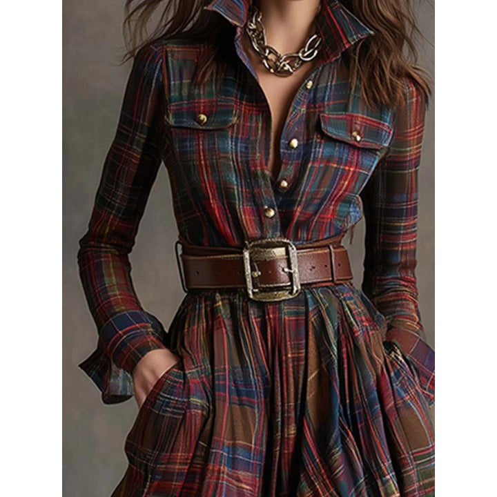 Beatriz | Plaid Belted Maxi Dress