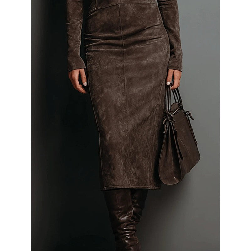 Lorena | High-Collar Bodycon Midi Dress