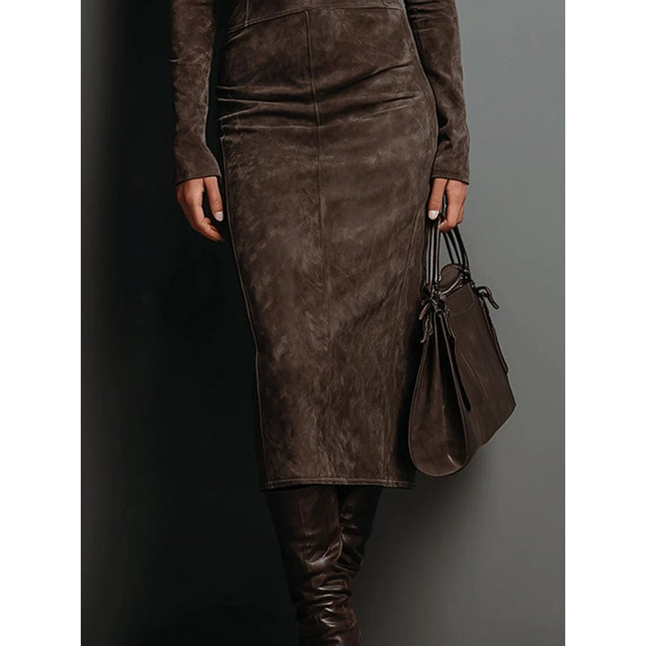 Lorena | High-Collar Bodycon Midi Dress