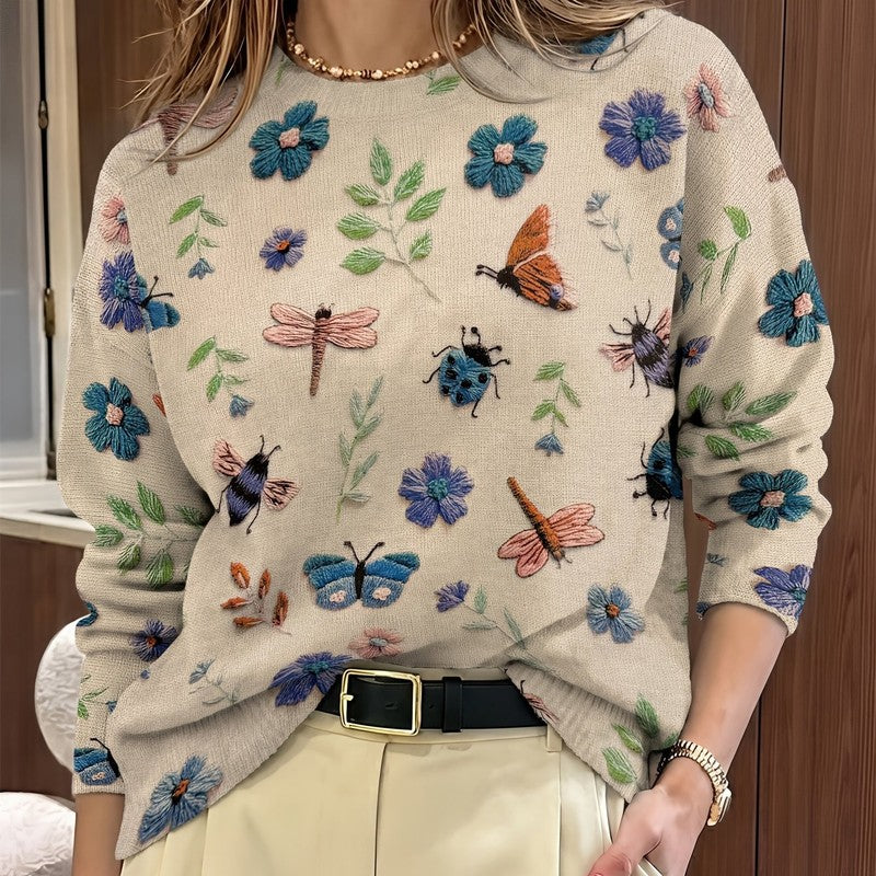 Elsie | Relaxed Fit Botanical Print Sweater