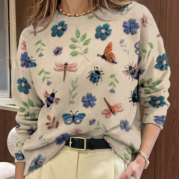 Elsie | Relaxed Fit Botanical Print Sweater