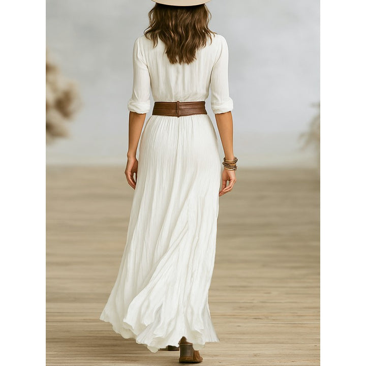 Aurora | Pleated Button-Front Maxi Dress